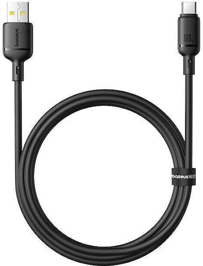 Baseus Silky Series Редовна USB 2.0 Кабел USB-C мъжки - USB-A мъжки 100W Черен 1м (P10377703113-00)