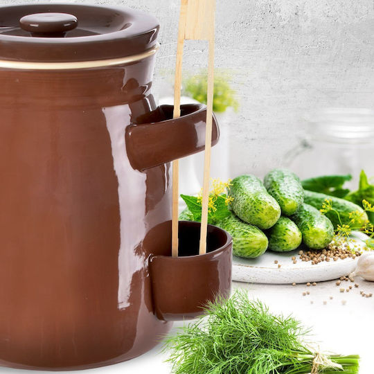 Orion General Use Ceramic Vase with Lid Brown 2500ml