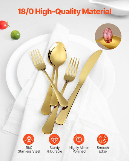 Vevor Besteckset Edelstahl Gold 60Stück
