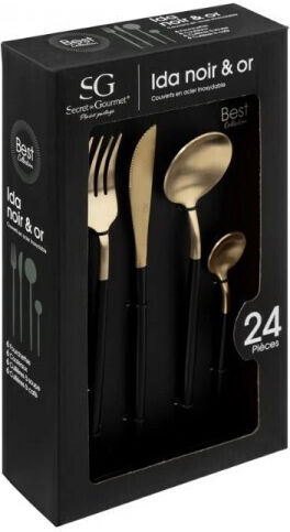 Secret de Gourmet Σετ Μαχαιροπίρουνα Ανοξείδωτα Μαύρα 24τμχ