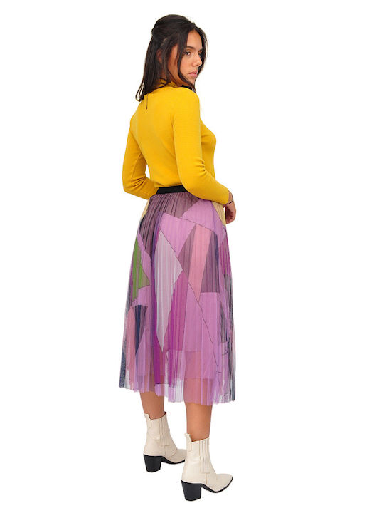 High-waisted Midi Skirt Purple
