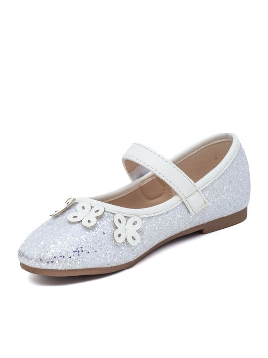 Kids Ballerinas with Hoop & Loop Closure White