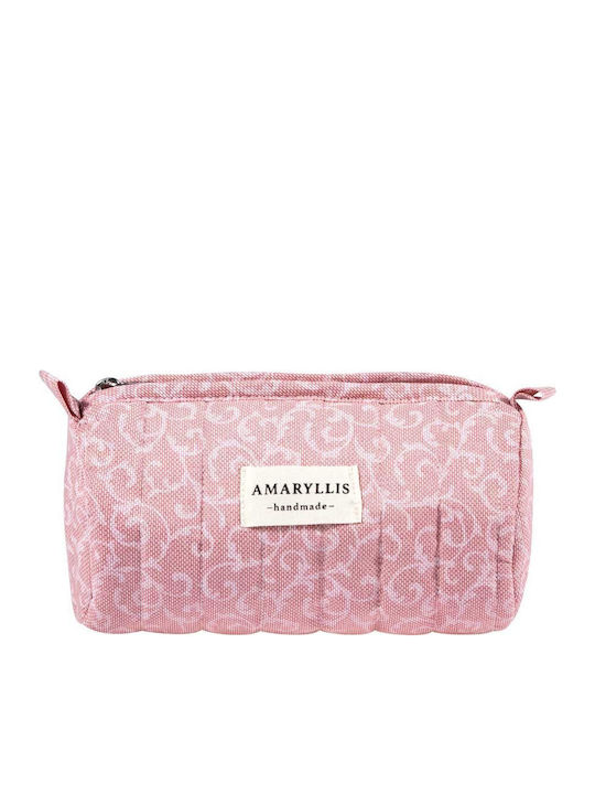 Handmade Toiletry Bag Amaryllis Box Salmon Paisley Zipper