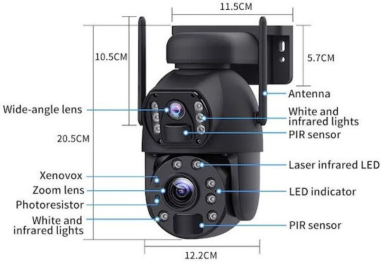 Fuvision Y11 Διπλη Κάμερα 4G με Live Streaming για Κυνηγούς με Πάνελ 6W (12000mAh/Επικοινωνία μέσω Εφαρμογής στο Κινητό/Bluetooth/10x Zoom/120°/IP66)