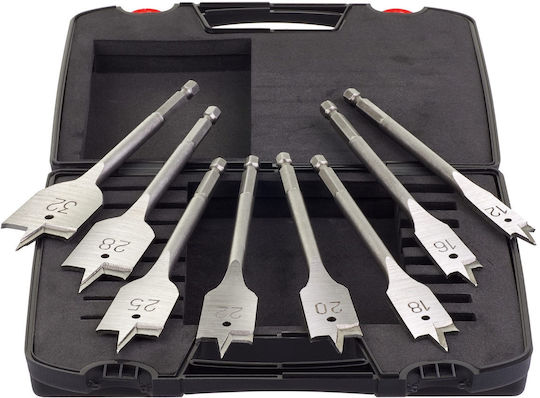 Milwaukee Set of 8 Feather Drills with Hexagonal Shank for Wood