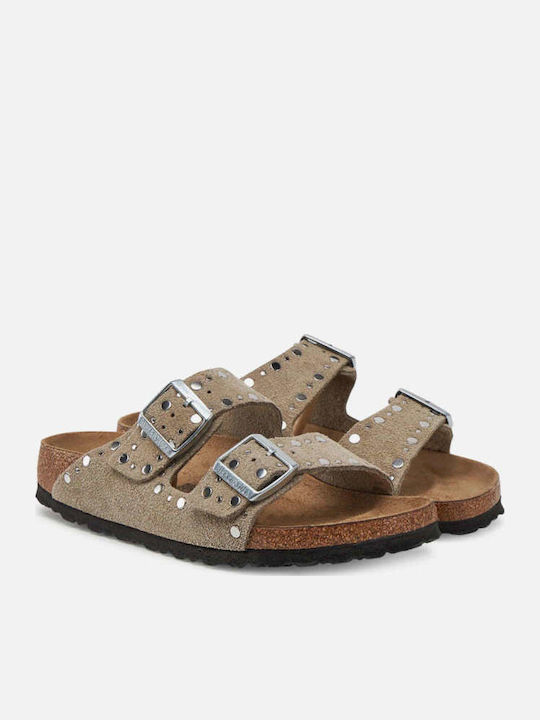 Birkenstock Arizona Rivet Women's Flat Sandals in Brown Color