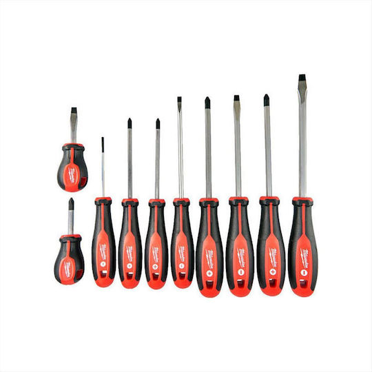 Milwaukee Set 10 Magnetic Screwdrivers with 10 Interchangeable Tips