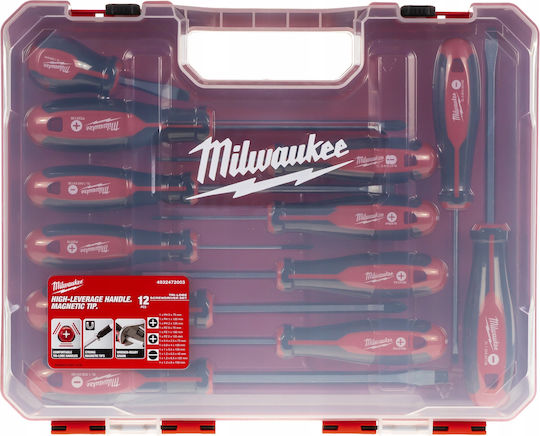 Milwaukee Set 12 Magnetic Screwdrivers with 12 Interchangeable Tips