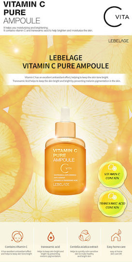 Lebelage Vitamin C Pure Ampoule Serum For Face With Centella Asiatica & Vitamin C For Brightening 35ml