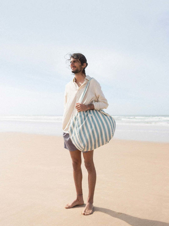 Nobodinoz Beach Bag Blue with Stripes