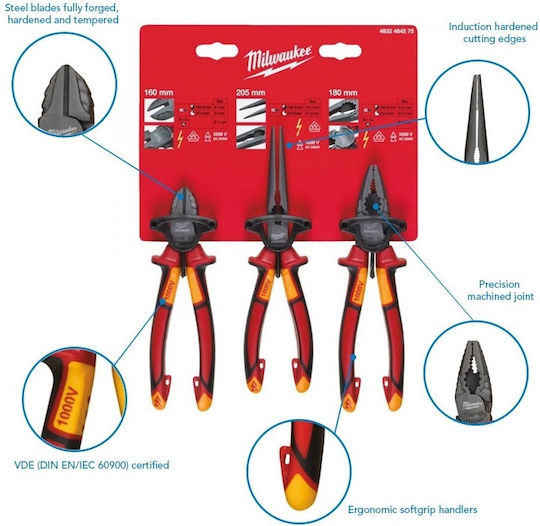 Milwaukee Pliers Electrician 3pcs