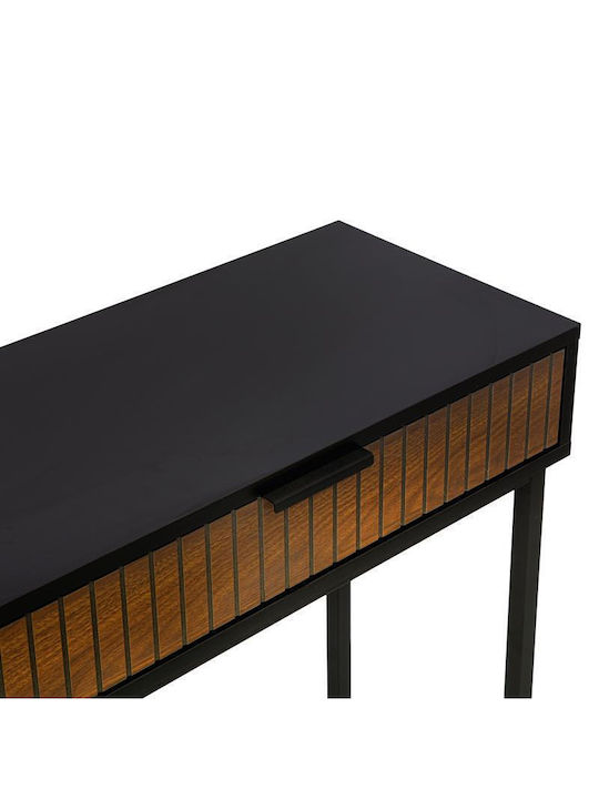 Fl2405 Console Table Wood & Metal with Mirror Grey Oak-black Color L120xW30xH76cm