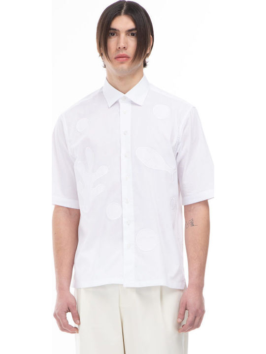 Long-sleeved Denim Shirt in Wide Line White