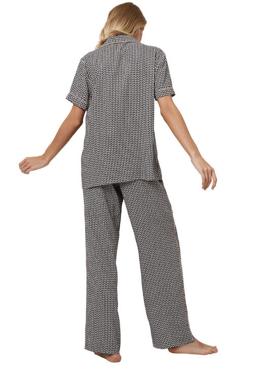 Aruelle Summer Women's Pyjama Set Ecru-black