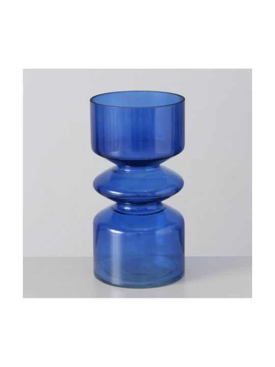Boltze Διακοσμητικό Βάζο Γυάλινο Μπλε 13.5xΥ26cm