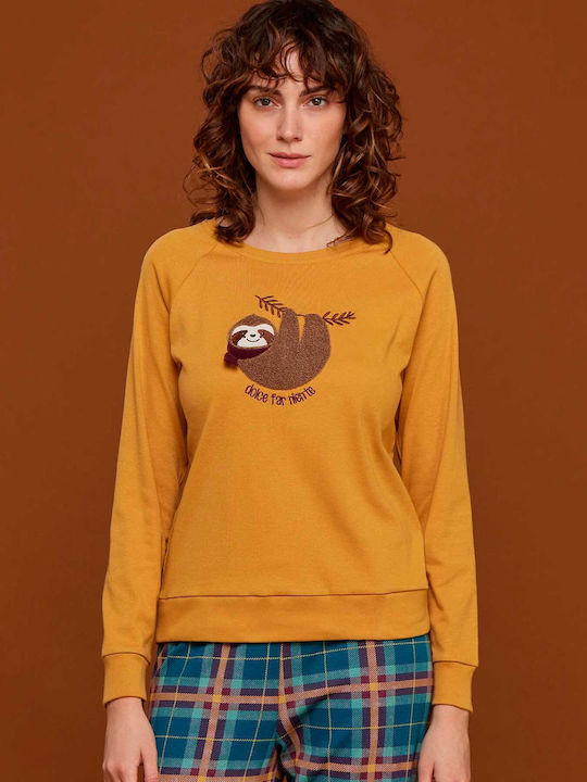 Noidinotte Winter Women's Pyjama Set Gold Yellow