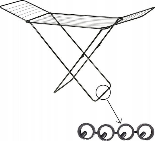 Vilde Folding Floor Clothes Drying Rack Metallic with Hanging Length 14.58m