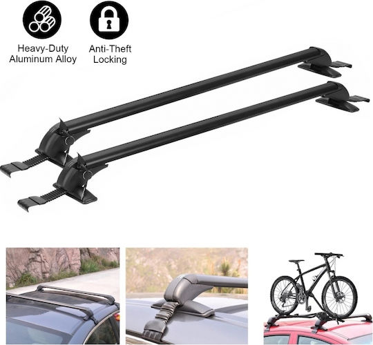 Aluminum Car Roof Bars 95cm Universal Volkswagen Up Set with Roof Rack Legs Black