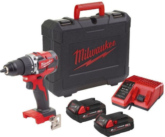 Milwaukee M18 CBLPD-202C Κρουστικό Δραπανοκατσάβιδο Μπαταρίας Brushless 18V 2x2Ah