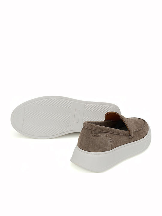 Leder Damen Loafers in Braun Farbe