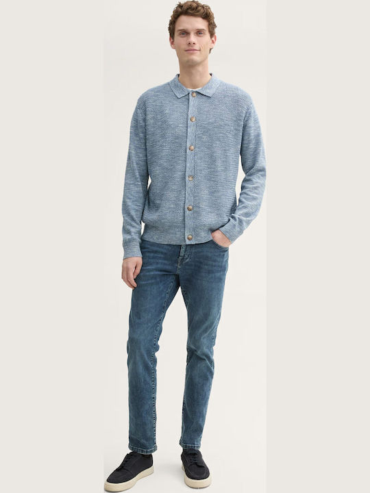 Men's Cardigan with Buttons Blue