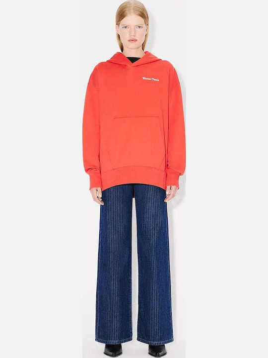 Long Women's Sweatshirt with Hood Red