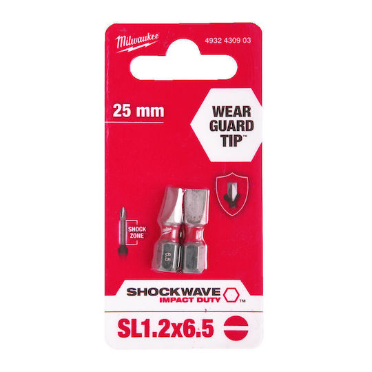 Milwaukee Shockwave Set 2 Screwdriver Bits Straight