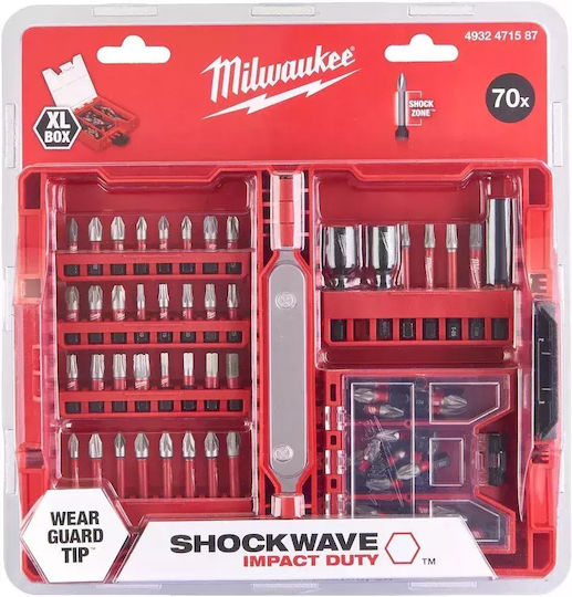 Milwaukee Σετ 70 Μύτες Κατσαβιδιού Shockwave