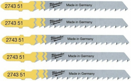 Milwaukee T101d Jig Saw Blade for Wood 75mm 5pcs 3921047