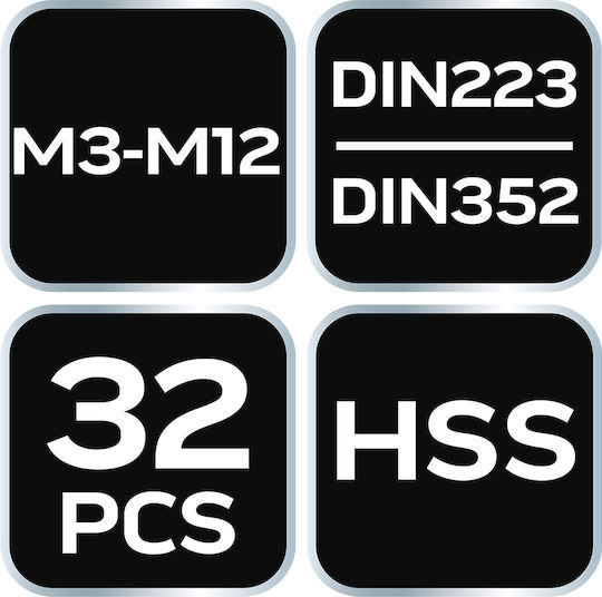 Neo Tools 12-915 Σετ Κολαούζα & Φιλιέρες HSS 32τμχ