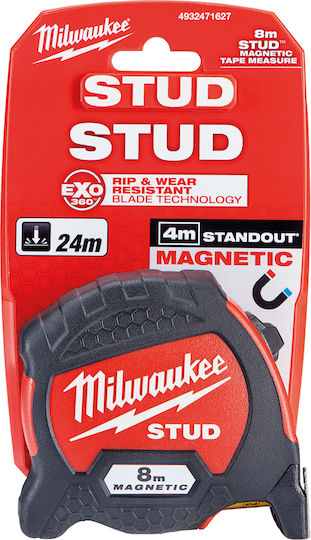 Milwaukee Stud Tape Measure with Auto-Rewind and Magnet 33mm x 8m