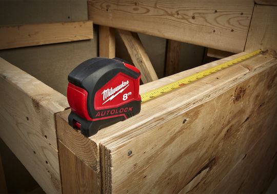 Milwaukee Autolock Tape Measure with Auto-Rewind 25mm x 8m