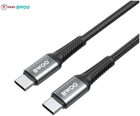 BWOO Braided USB 2.0 Cable USB-C male - USB-C 60W PD Μαύρο 3m
