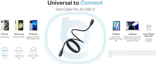 Baseus Picogo Magnetic Magnetic USB 2.0 Cable USB-C male - USB-C 240W PD Μαύρο 1m P10376800121-00