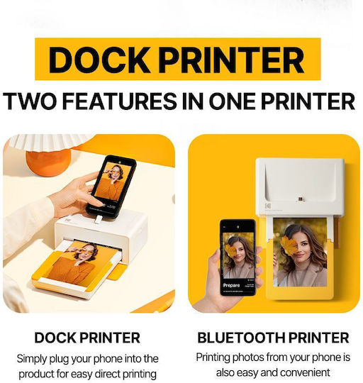 Kodak Dock Era Yellow 4PAss Inkjet Εκτυπωτής για Φωτογραφίες με Bluetooth KOPRIPD600Y