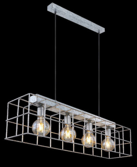 Globo Lighting Merril Висящо Осветително Тяло Сребрист Мрежа за 4 Крушки E27 90x20x150см.