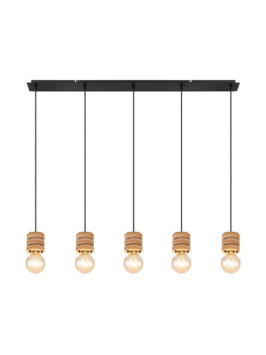 Globo Lighting Angeline Pendant Light Black Rail for 5 Bulbs E27 116x10x120cm