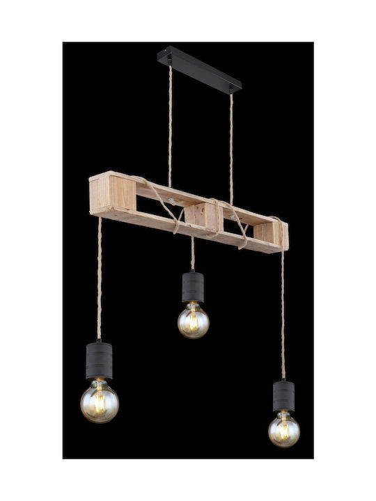 Globo Lighting Pendant Light Black with Rope for Socket E27 83x10x120cm