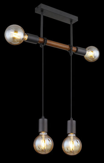 Globo Lighting Heinrich Pendant Light Black Rail for 4 Bulbs E27 39x6x100cm