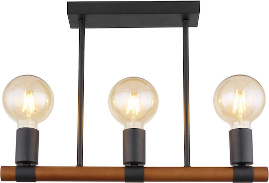 Globo Lighting Heinrich Pendant Light Black Rail with Socket E27 49x6x35cm