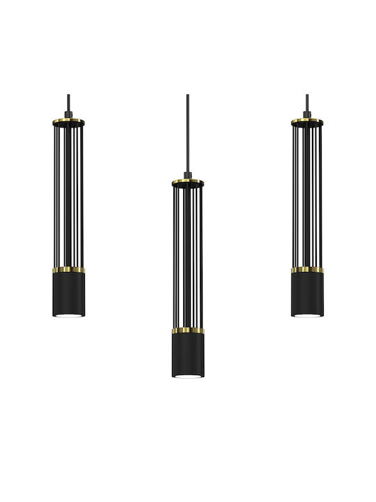 Eko Light Estilo Κρεμαστό Φωτιστικό Μαύρο Ράγα με Ντουί GU10 60εκ.