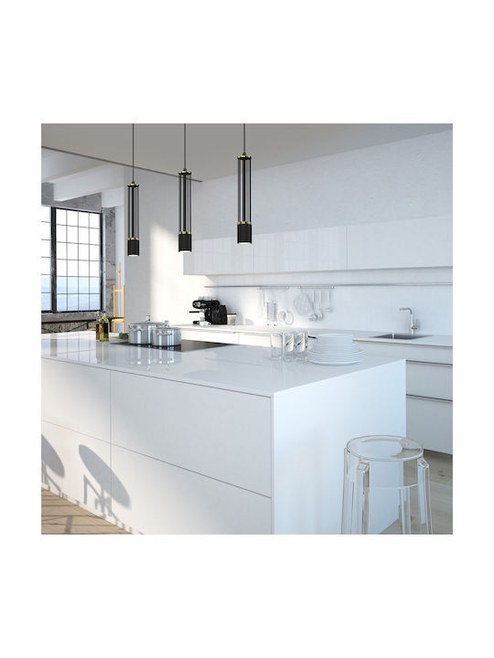 Eko Light Estilo Κρεμαστό Φωτιστικό Μαύρο Ράγα με Ντουί GU10 60εκ.