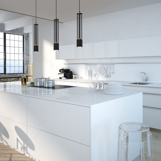 Eko Light Estilo Pendant Light Black Rail with Socket GU10 60cm