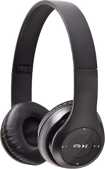 P47 Wireless / Wired On Ear Headphones with Radio with 6 hours of Operation Black