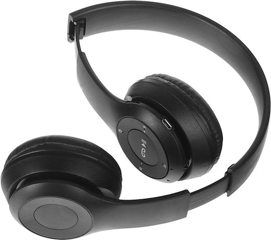 P47 Wireless / Wired On Ear Headphones with Radio with 6 hours of Operation Black