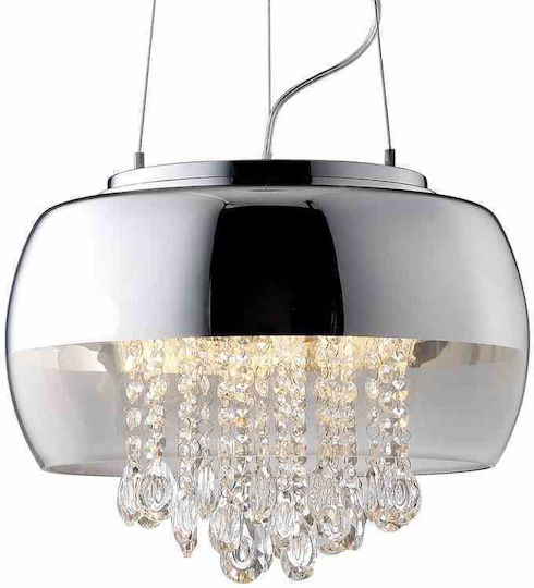 Eko Light Luna Ρυθμιζόμενο Κρεμαστό Φωτιστικό Ασημί με Ντουί E14