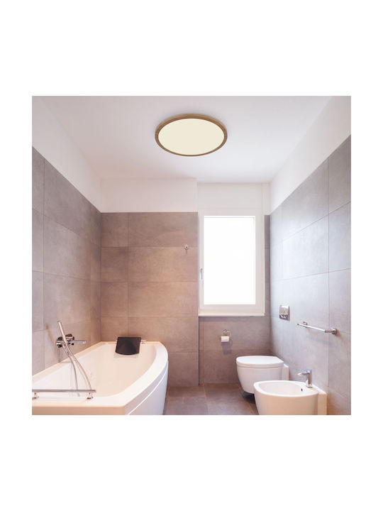 Globo Lighting Sapana Ceiling Mount Light Bathroom 29.4cm Brown with Integrated LED