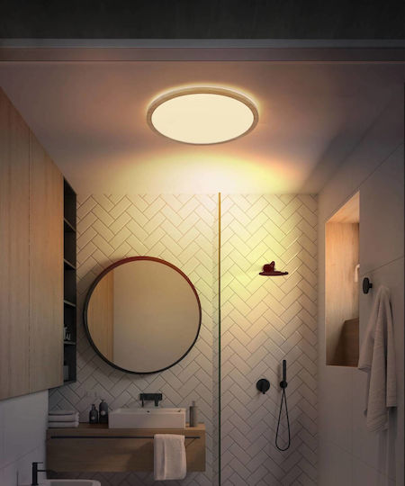 Globo Lighting Sapana Ceiling Mount Light Bathroom 29.4cm Brown with Integrated LED