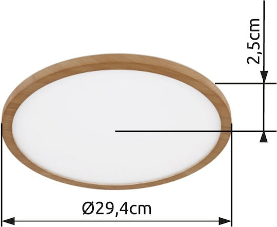 Globo Lighting Sapana Ceiling Mount Light Bathroom 29.4cm Brown with Integrated LED