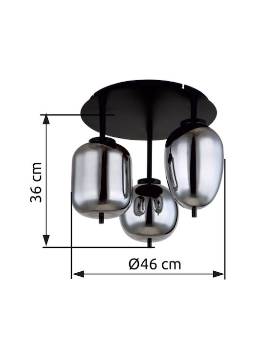 Globo Lighting Blacky Ceiling Mount Light 46cm Black with Socket E14